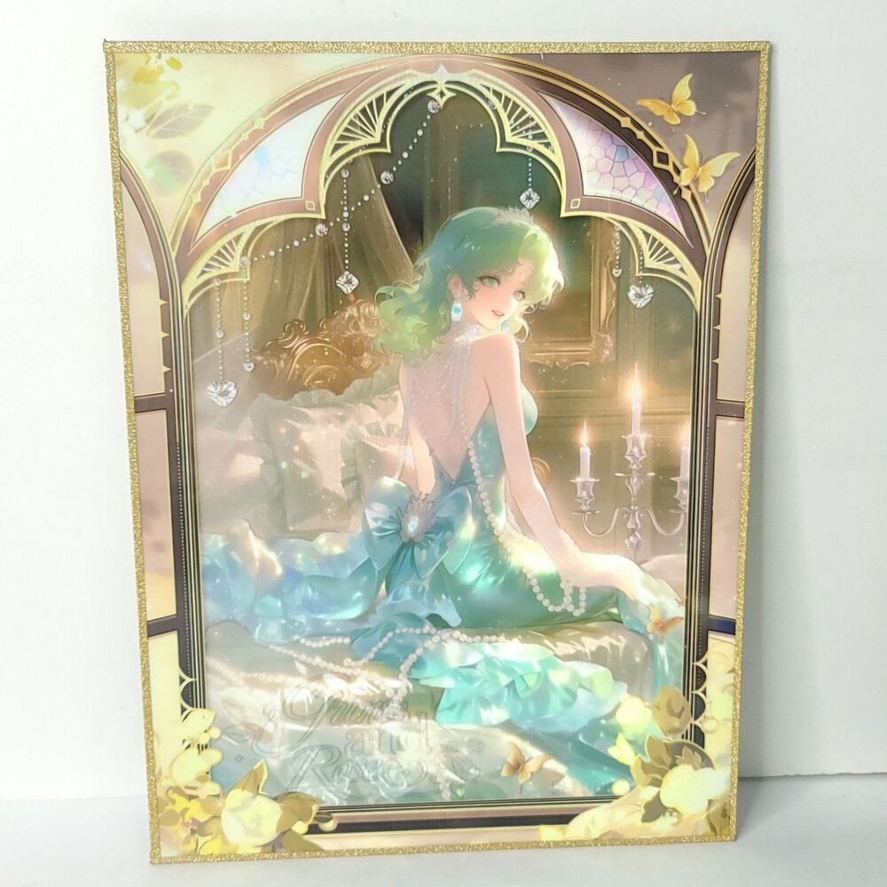 Sailor Neptune Green Dress Waifu Card Anime Girl Wall Art Oversized Board A4